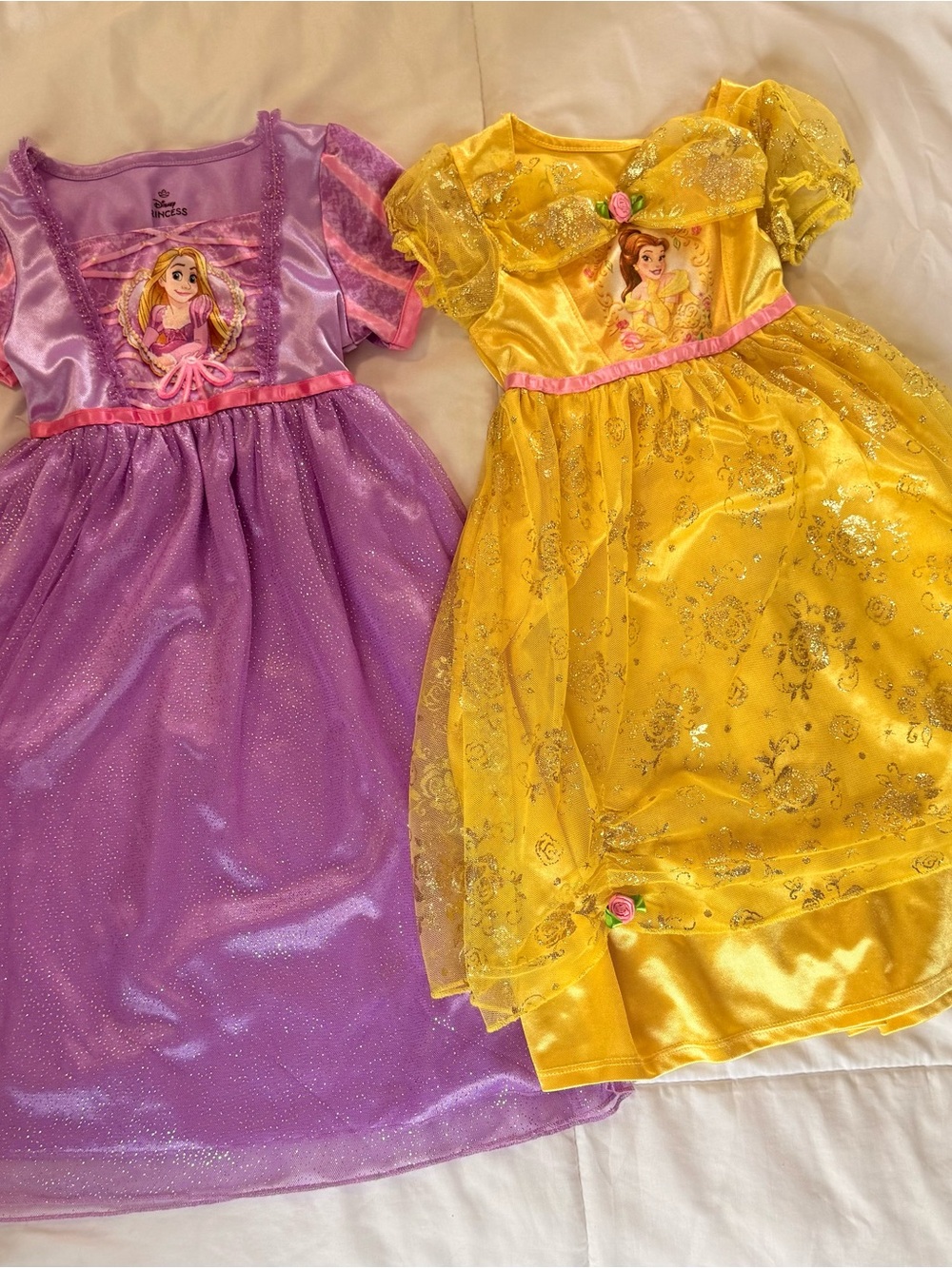 Toddler Girls' Rapunzel Purple Nightgown and Belle Yellow/Gold Nightgown Duo 3T